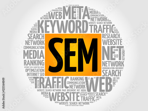SEM - Search Engine Marketing word cloud collage, business concept background