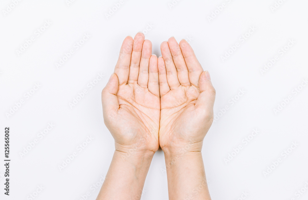Woman hand holding something on white background Woman hand holding something on white background