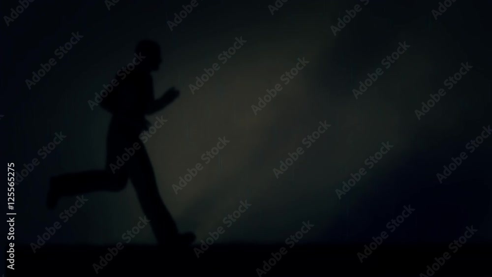Man Running Under a Storm and Lightning - Loop Man Running Under a Storm and Lightning - Loop