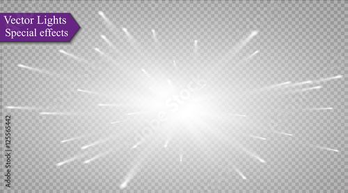 Glow light effect. Star burst with sparkles.
