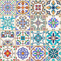 Crédence de cuisine Tuiles marocaines patrons Vector seamless texture. Beautiful mega patchwork pattern for design and fashion with decorative elements  © iulilel