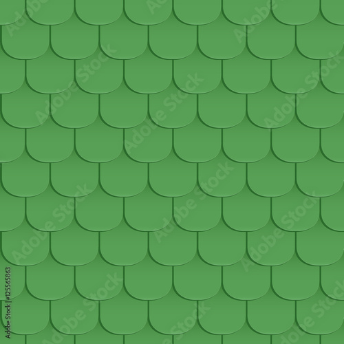 Shingles roof seamless pattern. Green color. Classic style. Vector illustration