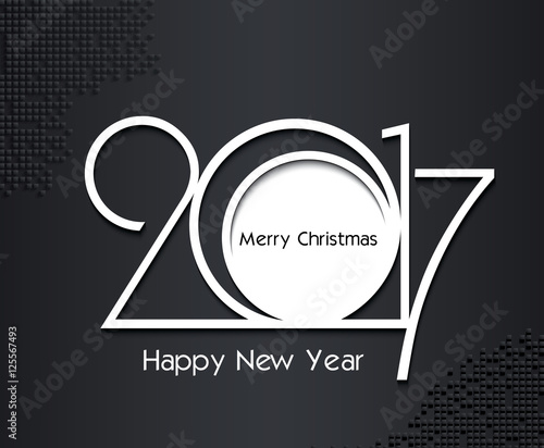 2017 new year creative design in black and white colors on dark