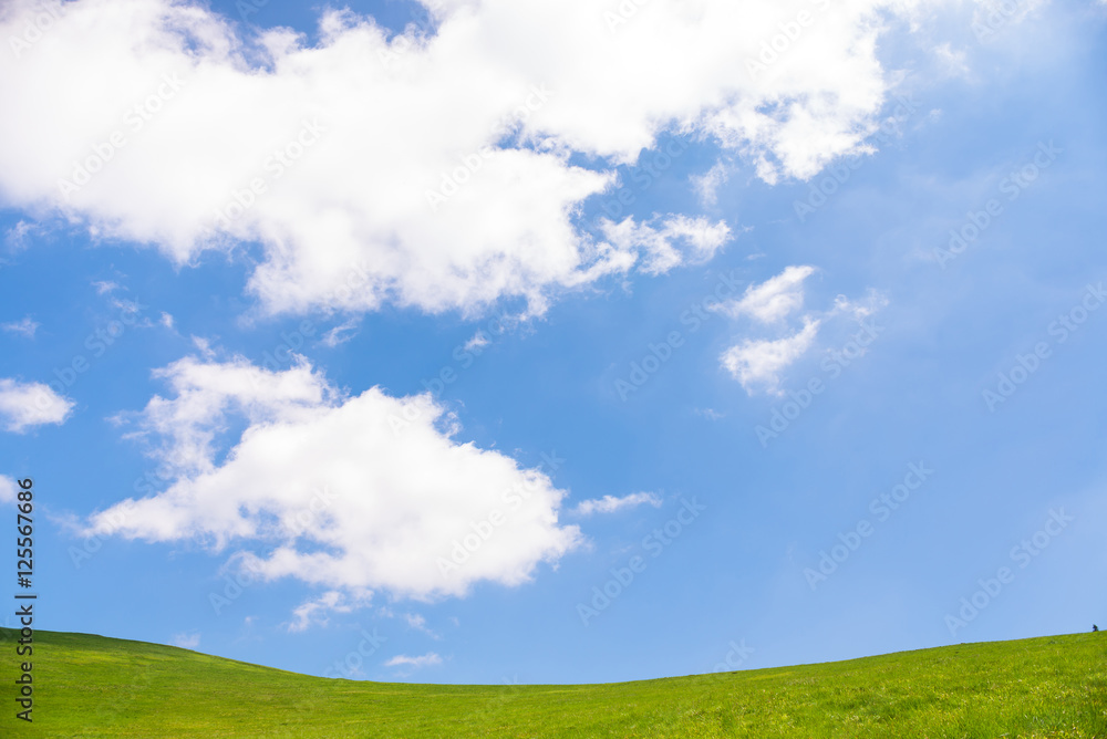 idyllic landscape of green heels, blue sky in Carpathian mountains idyllic landscape of green heels, blue sky in Carpathian mountains
