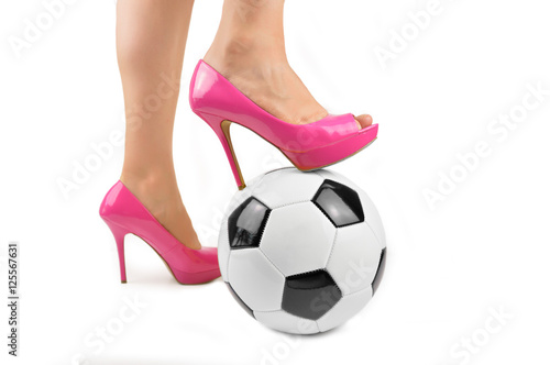 lady in heels ready to play football