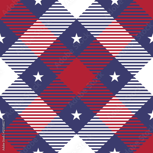 Patriotic Tartan Seamless Patterns.