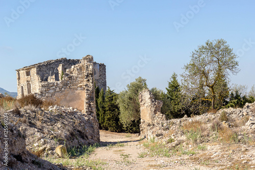The church and the ruins of the old town completely destroyed during the Civil War