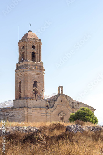 The church and the ruins of the old town completely destroyed during the Civil War