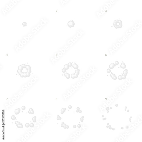 Explode Animation Sequence . Cartoon Explosion Frames. Vector