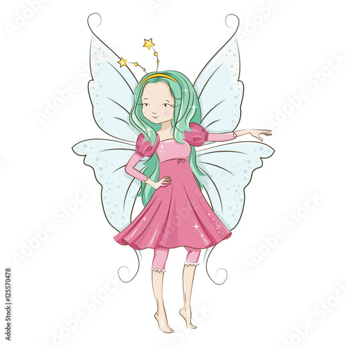 Cute little fairy. Illustration isolated on white background.