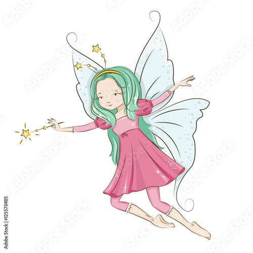 Cute little fairy. Illustration isolated on white background.