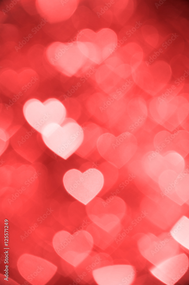 light red heart bokeh background photo, abstract holiday backdrop