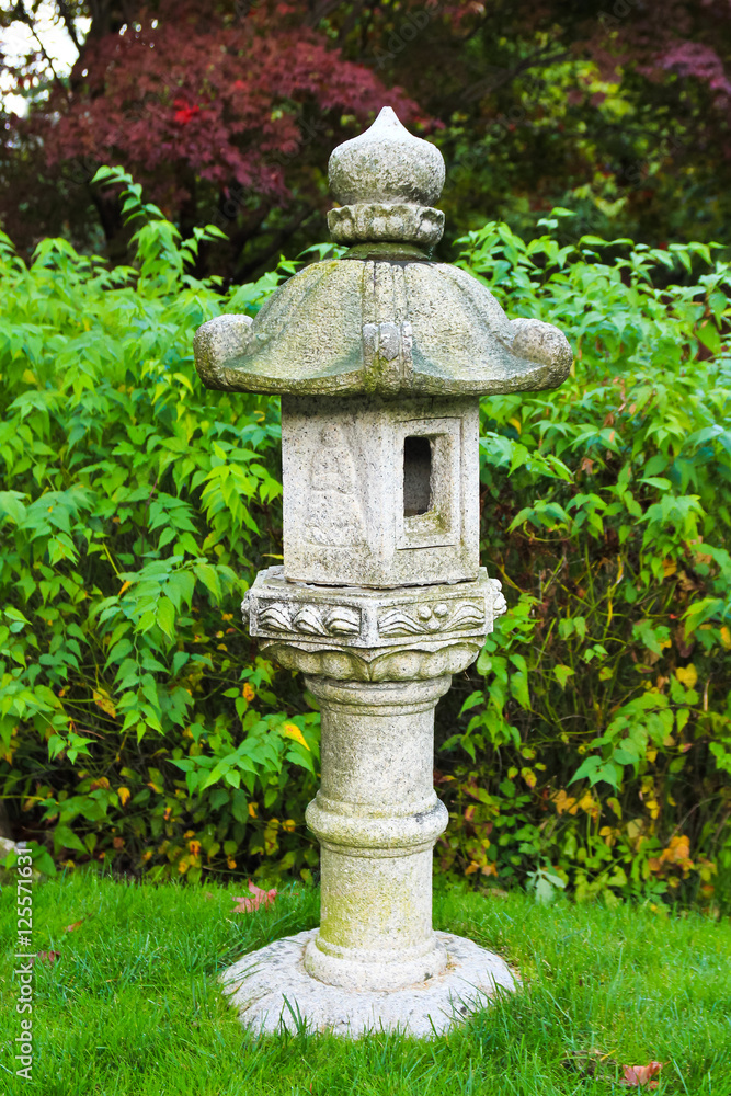 stone pagoda, stone tower / A view of stone pagoda, stone tower in the garden stone pagoda, stone tower / A view of stone pagoda, stone tower in the garden