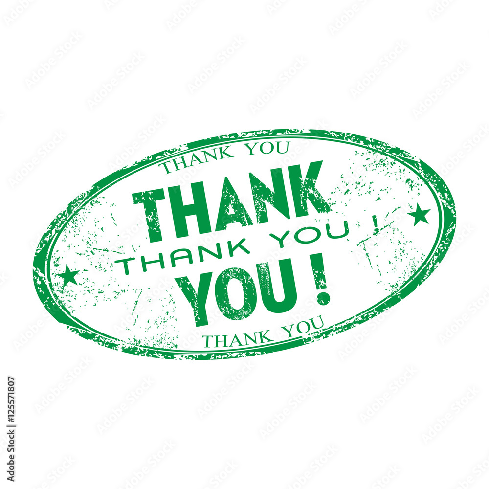 Green grunge rubber oval stamp with the text thank you written inside the stamp Green grunge rubber oval stamp with the text thank you written inside the stamp