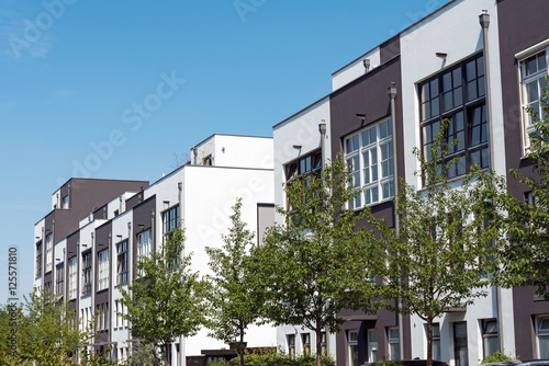 Modern serial houses seen in Berlin, Germany
