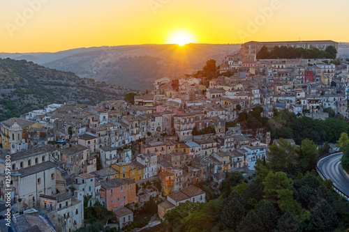 Sunrise in the old baroque city of Ragusa Ibla in Sicily