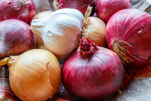 Onions and garlic head