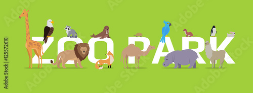 Zoo Park Conceptual Flat Style Vector Web Banner 