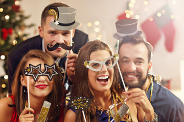 Group of friends celebrating New Year