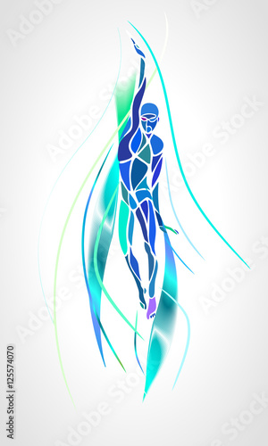 Back Crawl Backstroke Swimmer Silhouette. Sport swimming