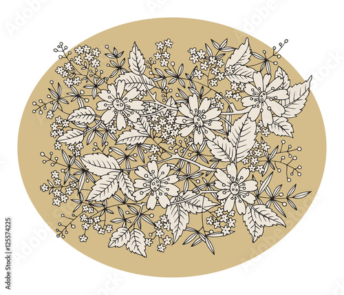 Hand drawn flowers on white background