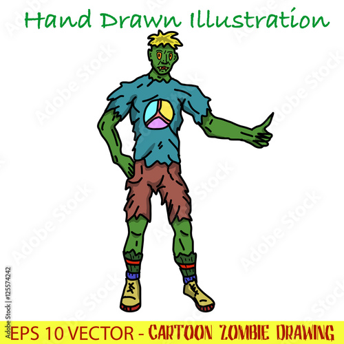A cartoon zombie drawing