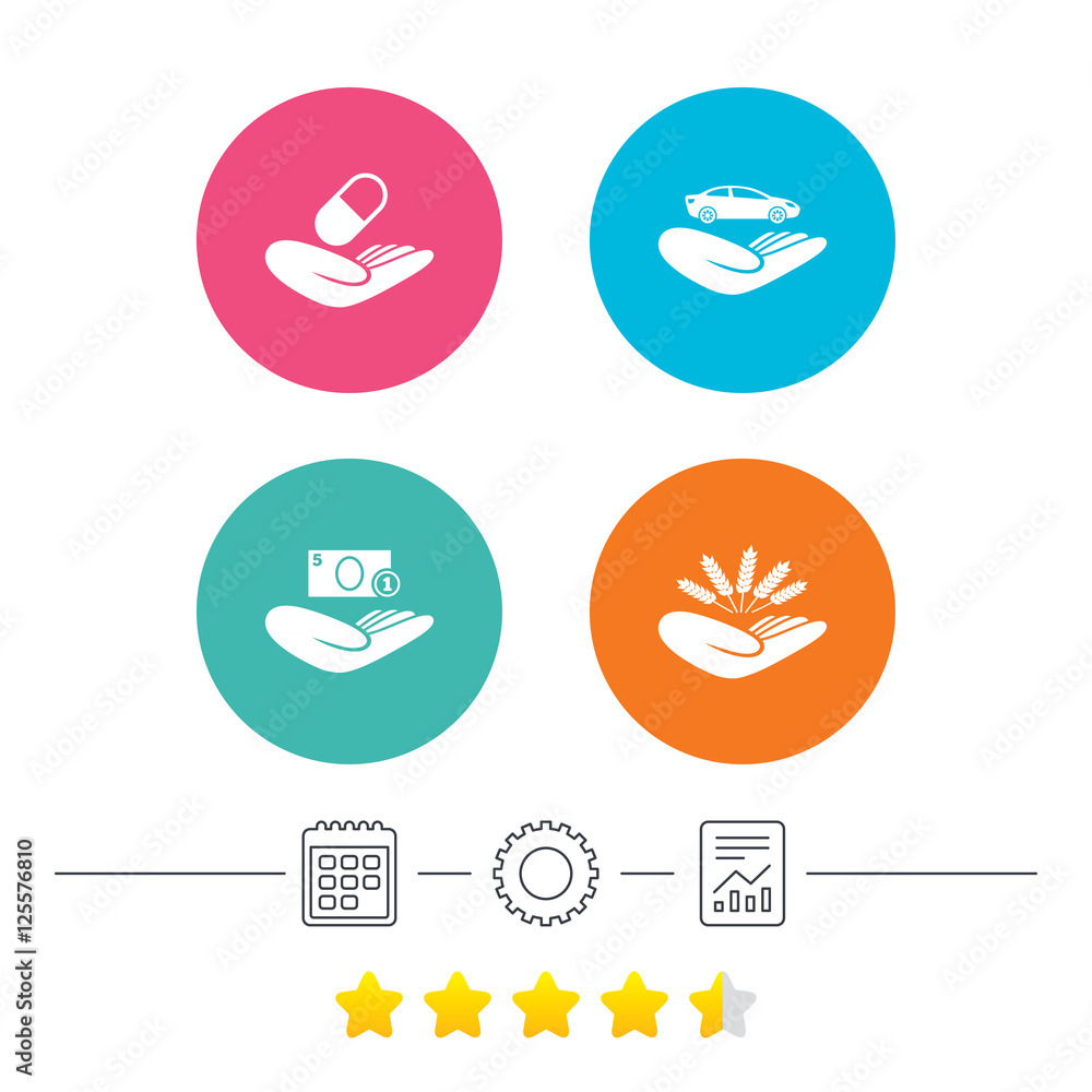 Helping hands icons. Protection and insurance. Helping hands icons. Protection and insurance.
