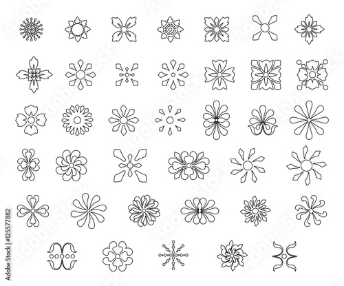 Abstract Floral Shapes Outline Icons