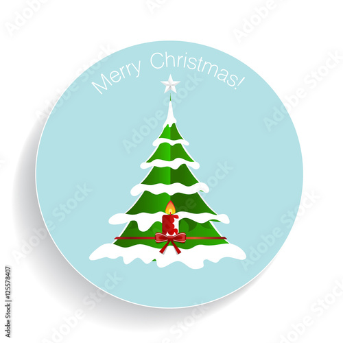 Christmas Greeting Card with Christmas tree. Vector illustration