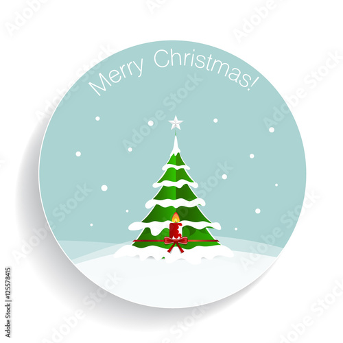 Christmas Greeting Card with Christmas tree. Vector illustration