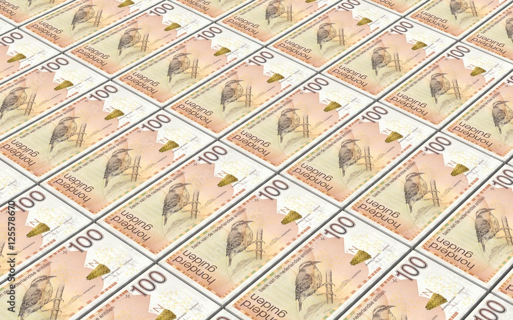 Netherlands Antillean guilder bills stacks background. 3D illustration. Netherlands Antillean guilder bills stacks background. 3D illustration.