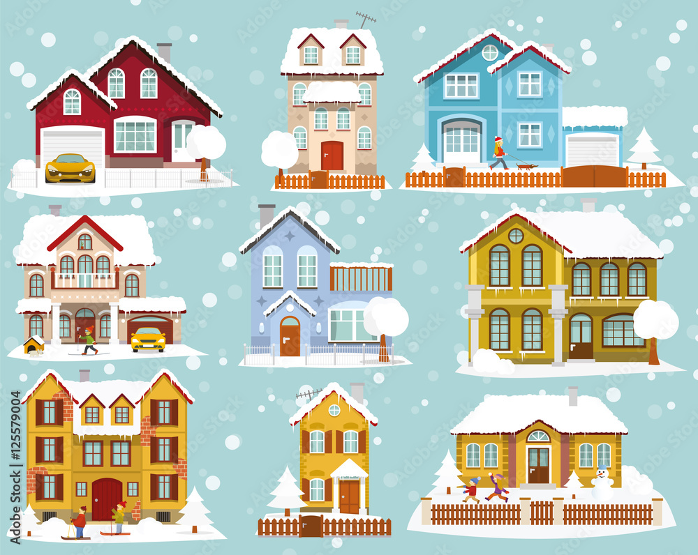 City houses in Winter