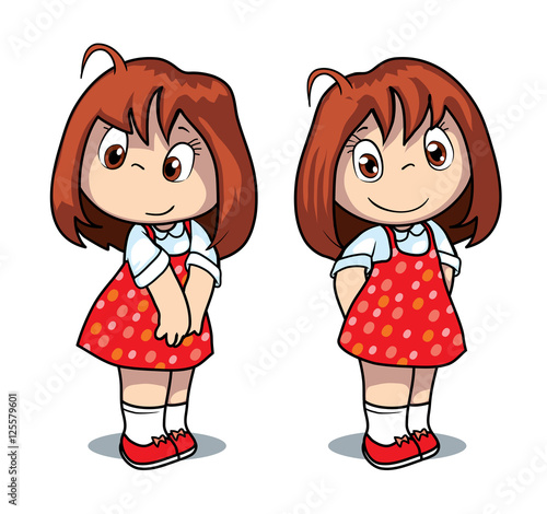 Cute little girl. Cartoon vector illustration
