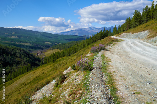Mountain road in Ulagan Highlands to Katu-Yaryk pass in Altai