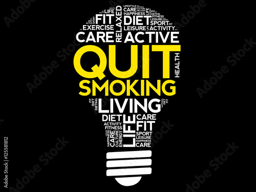 Quit Smoking bulb word cloud collage, health concept background