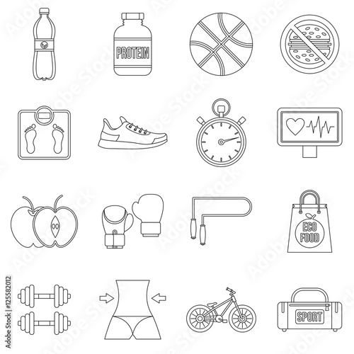 Healthy life icons set. Outline illustration of 16 healthy life travel vector icons for web