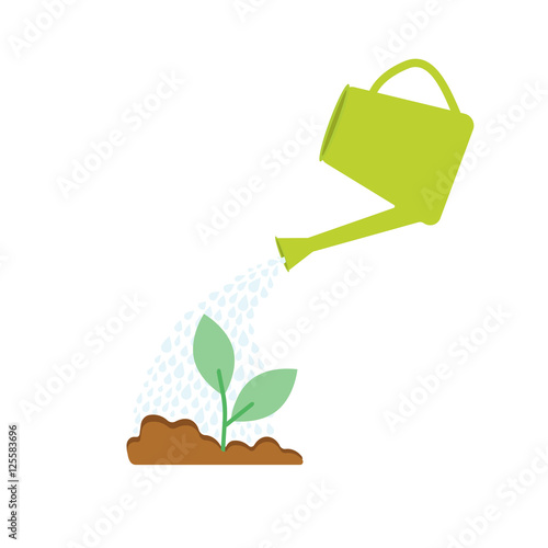 Image of watering plants with can
