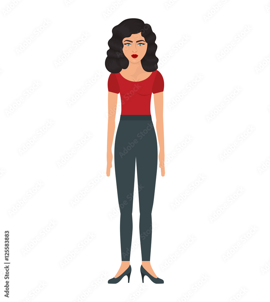 woman with wave hair and high heels vector illustration woman with wave hair and high heels vector illustration