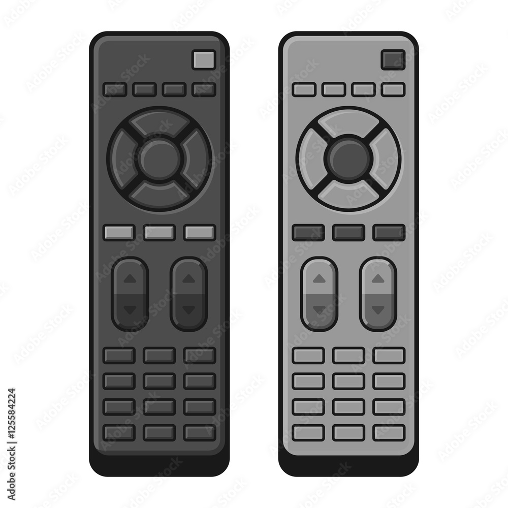 TV Remote Control Set on White Background. Vector TV Remote Control Set on White Background. Vector