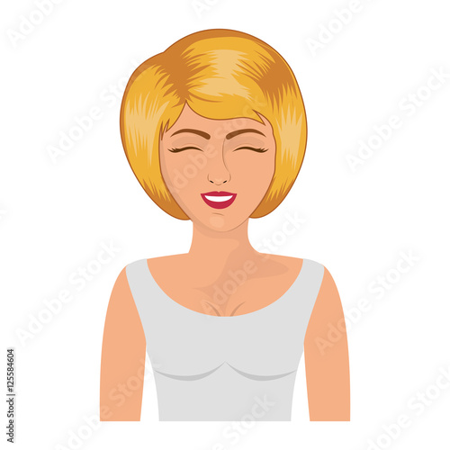half body blonde woman with white blouse vector illustration