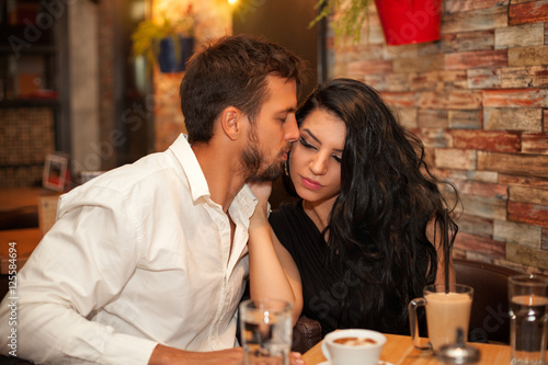 Young couple in love cuddling