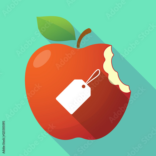 Long shadow apple fruit icon with a label