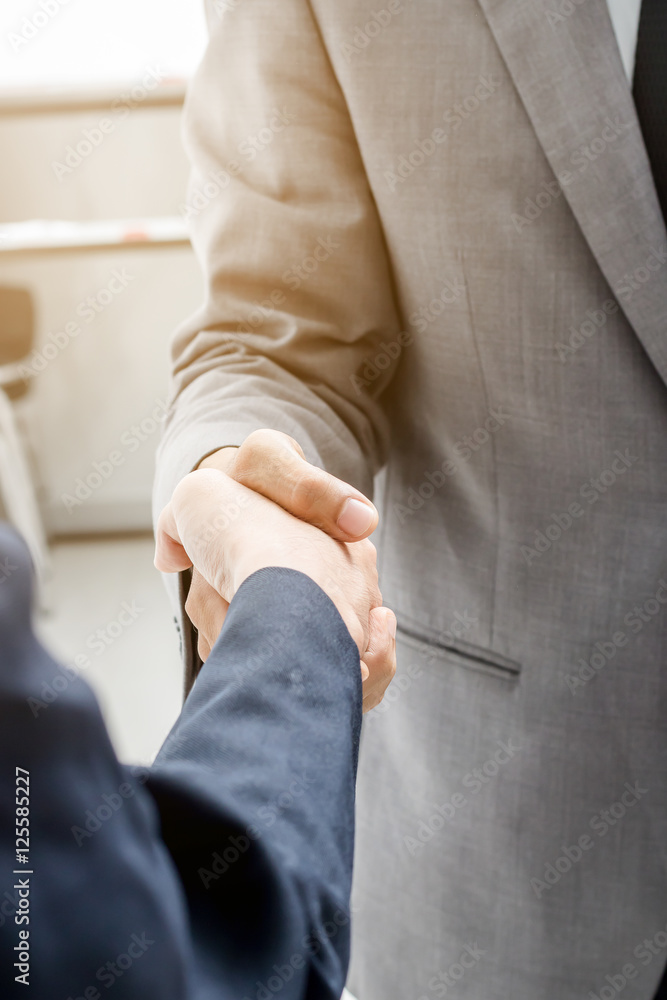 Two business people handshake.