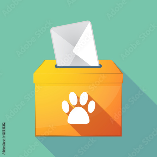 Long shadow ballot box with an animal footprint