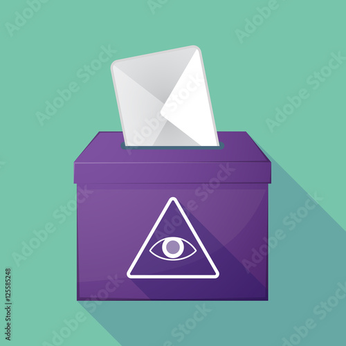 Long shadow ballot box with an all seeing eye