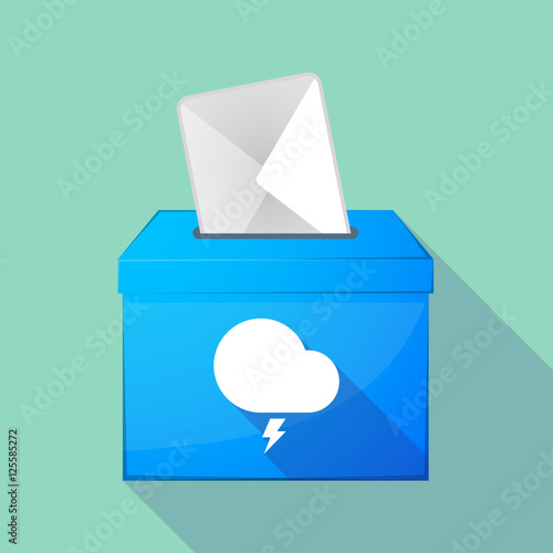 Long shadow ballot box with a stormy cloud