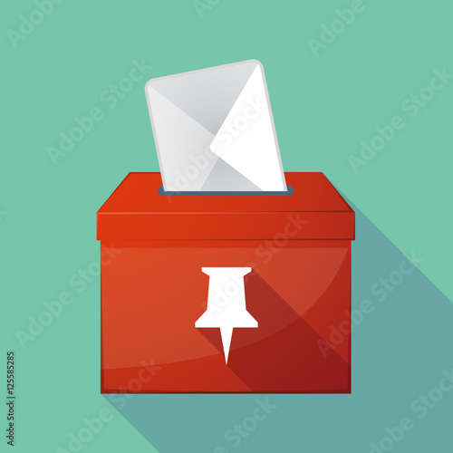 Long shadow ballot box with a push pin