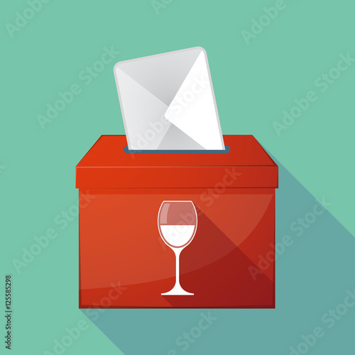 Long shadow ballot box with a cup of wine