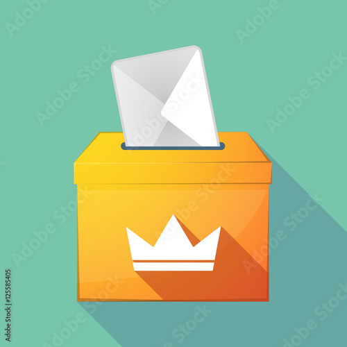 Long shadow ballot box with a crown