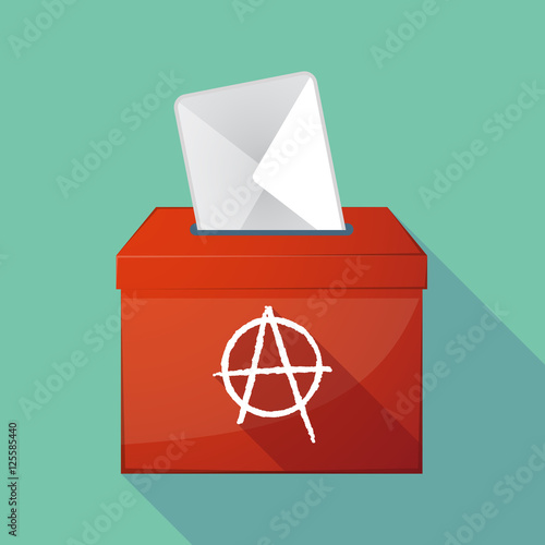 Long shadow ballot box with an anarchy sign